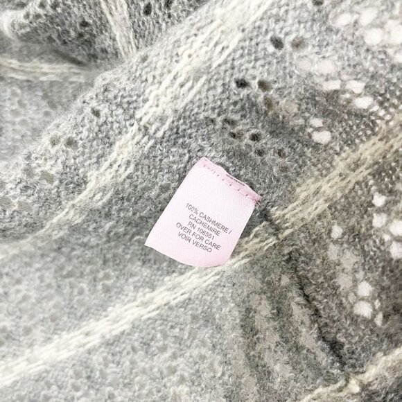 Calypso St. Barth Gray & White Striped Pointelle Cashmere Cardigan Size XS - Picture 4 of 5